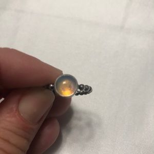 Opal and beaded metal ring